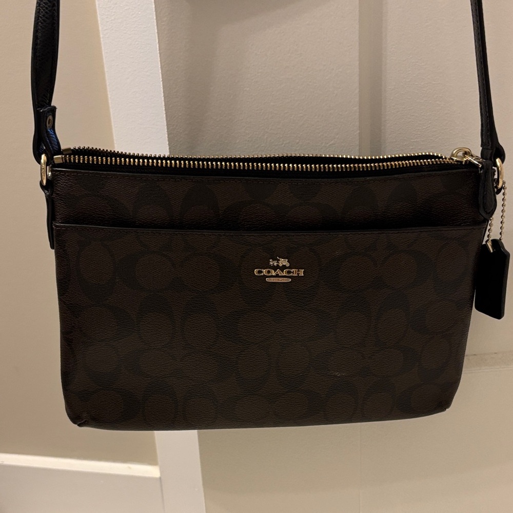 Coach Signature Dark Brown Crossbody Bag